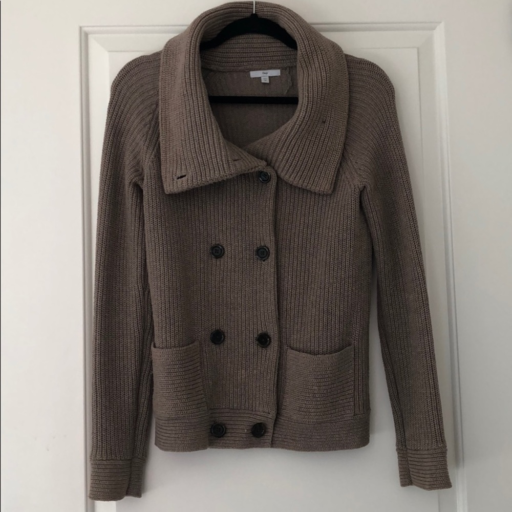 Gap Tan/Grey Knit Cowl Neck Cardigan